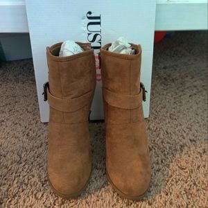 JustFab Brown Suede Ankle Boots